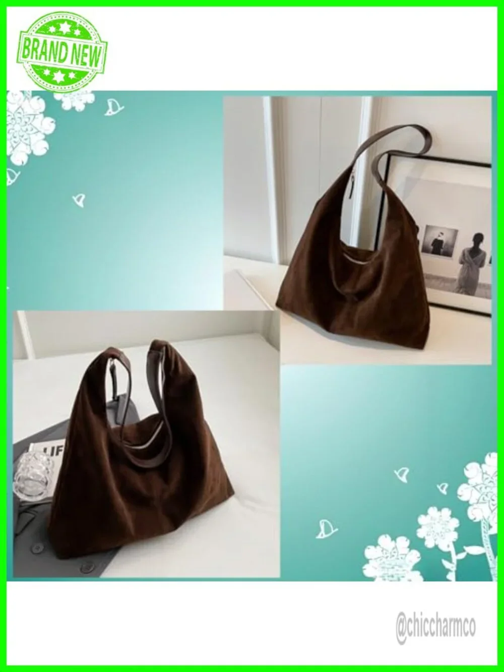Suede Tote Purse Hobo Bag Slouchy Shoulder Handbag for Women
